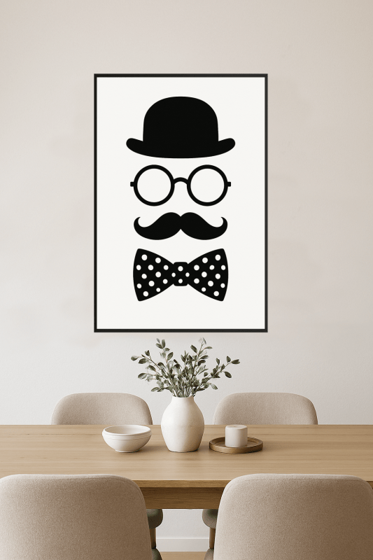 Minimalistyczny Plakat Sztuki Wąsów - CasaNookDecor