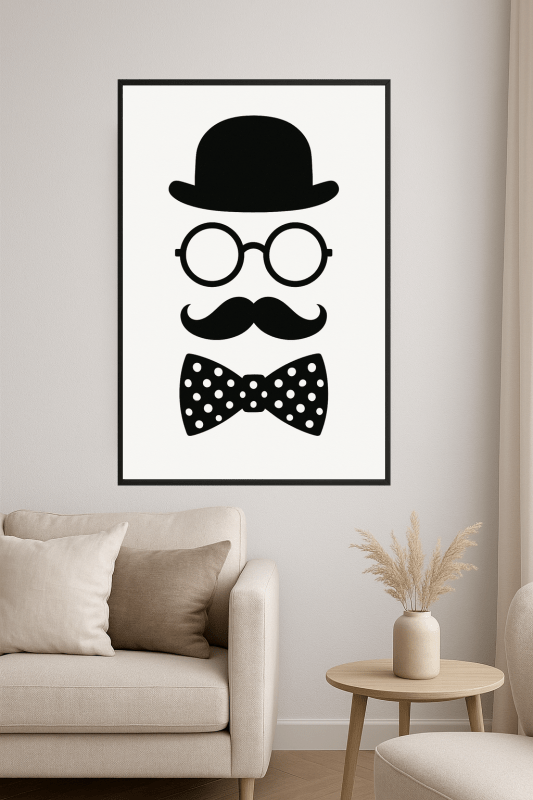 Minimalistyczny Plakat Sztuki Wąsów - CasaNookDecor