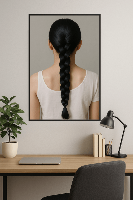 Minimalistyczny Portret Z Warkoczem - CasaNookDecor