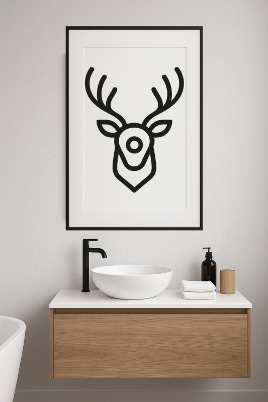 Minimalistyczny Zarys Głowy Jelenia - CasaNookDecor