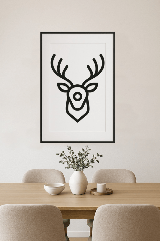Minimalistyczny Zarys Głowy Jelenia - CasaNookDecor