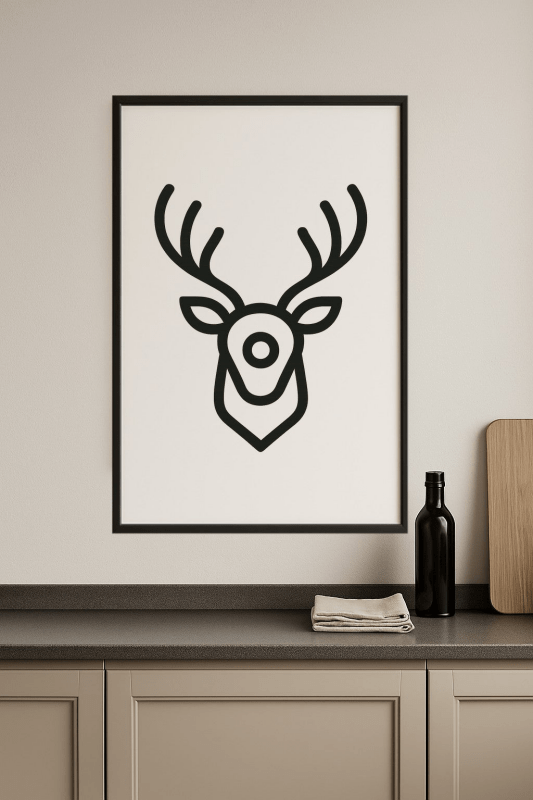 Minimalistyczny Zarys Głowy Jelenia - CasaNookDecor