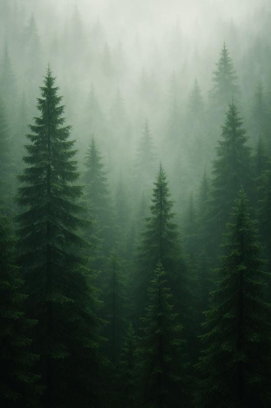 Misty Evergreen Forest - CasaNookDecor