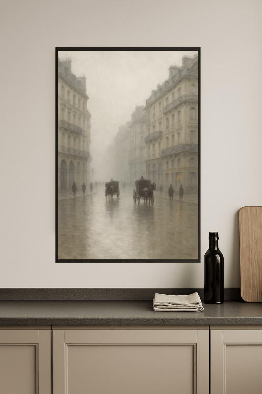 Misty Street Scene - Druk Sztuki na Płótnie - CasaNookDecor