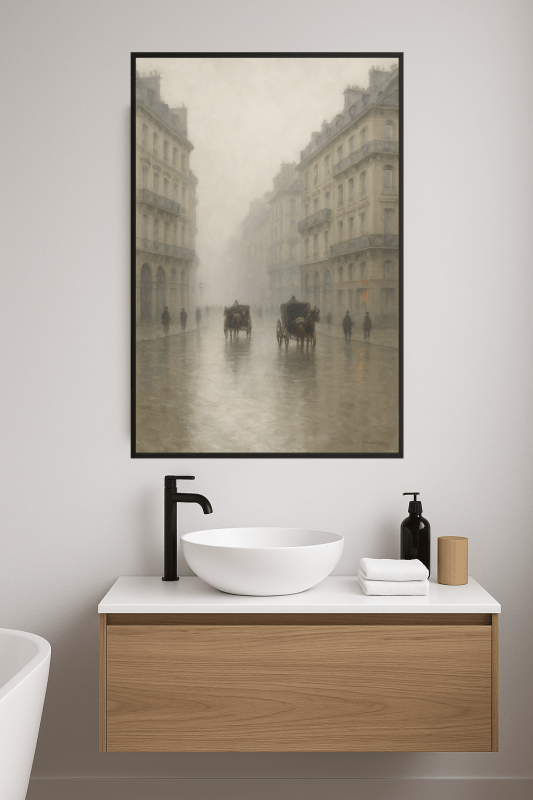Misty Street Scene - Druk Sztuki na Płótnie - CasaNookDecor
