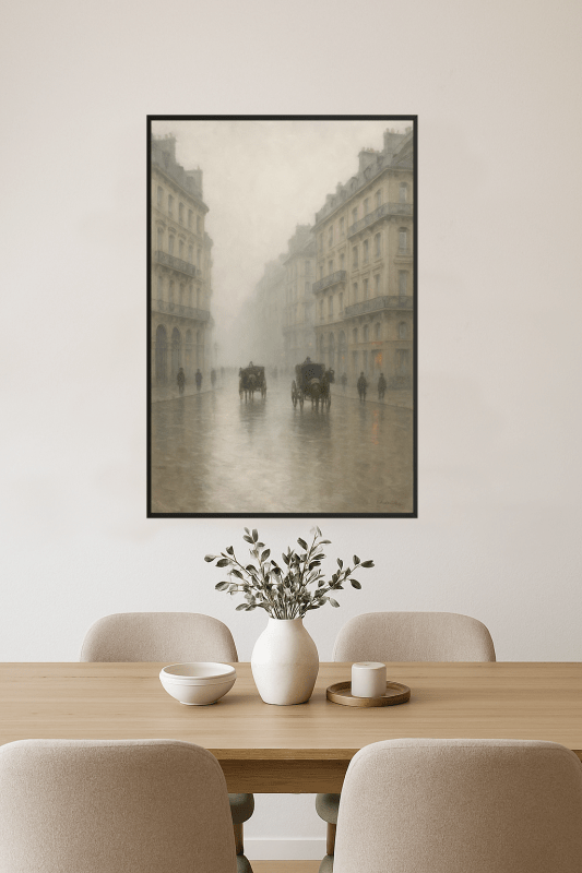 Misty Street Scene - Druk Sztuki na Płótnie - CasaNookDecor