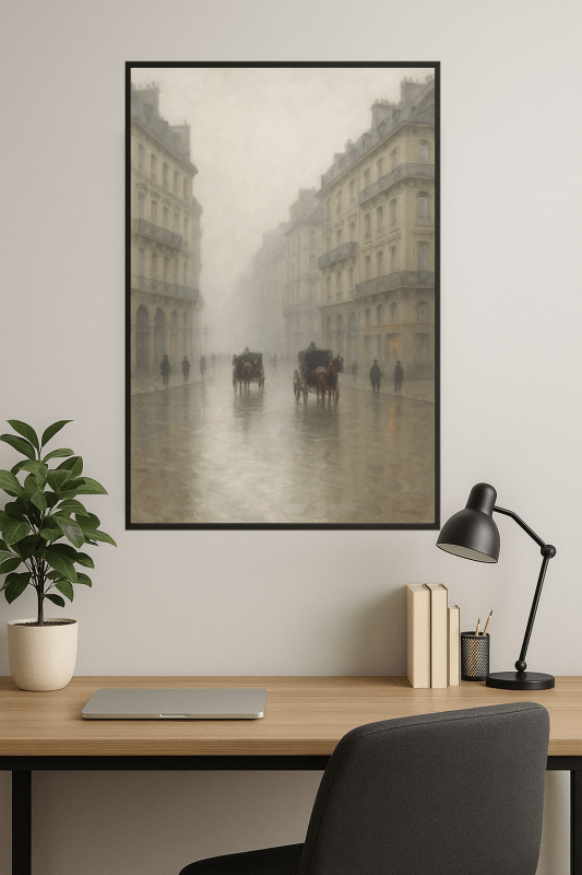 Misty Street Scene - Druk Sztuki na Płótnie - CasaNookDecor