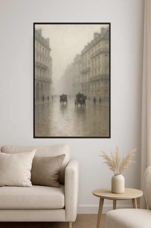 Misty Street Scene - Druk Sztuki na Płótnie - CasaNookDecor