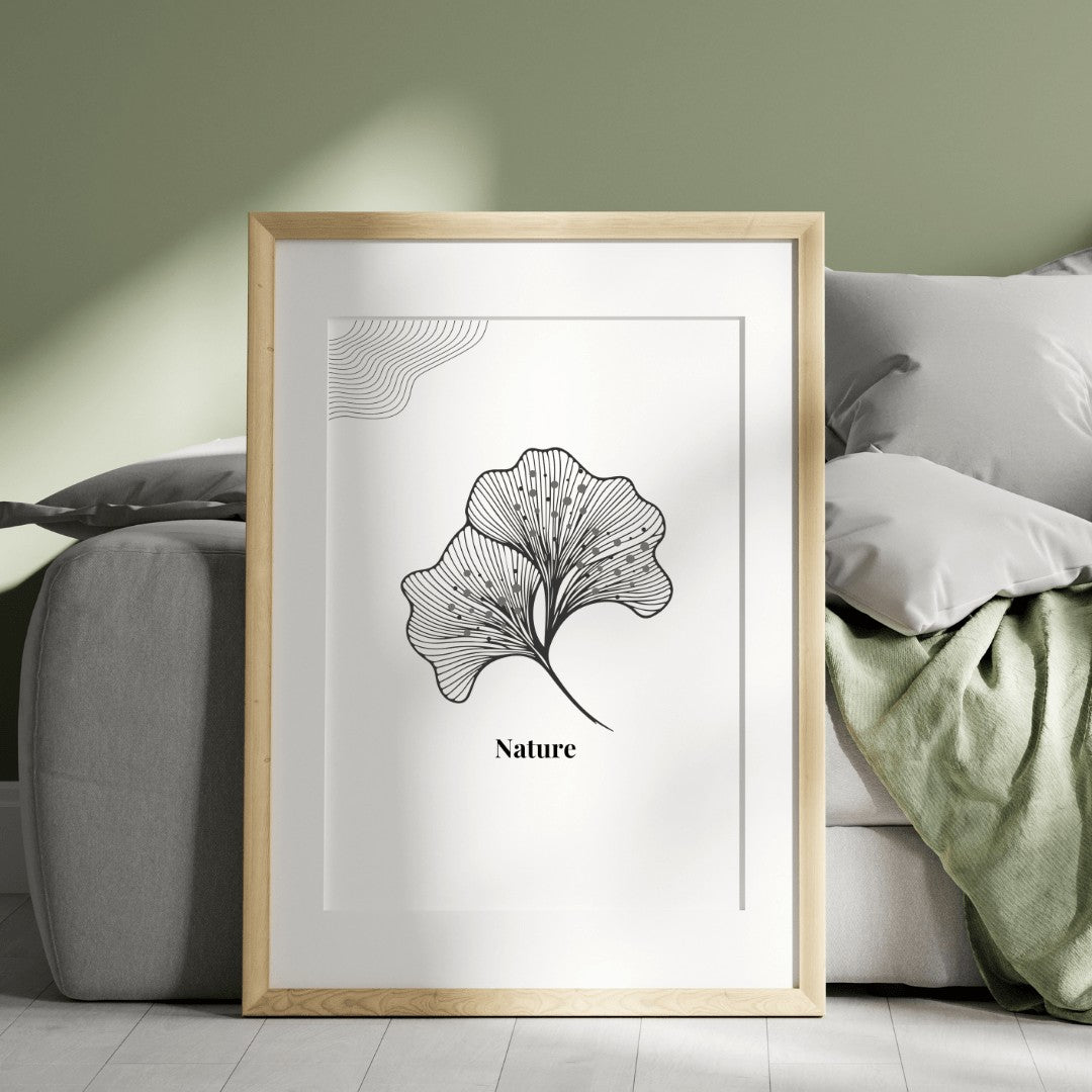 Monochromatyczny plakat z liściem do druku