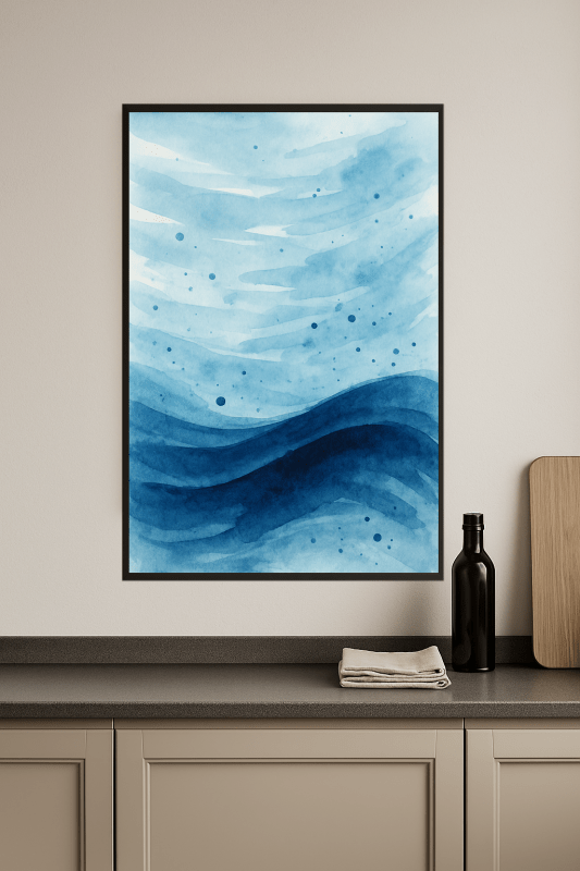 Niebieska Akwarelowa Sztuka Abstrakcyjna - CasaNookDecor