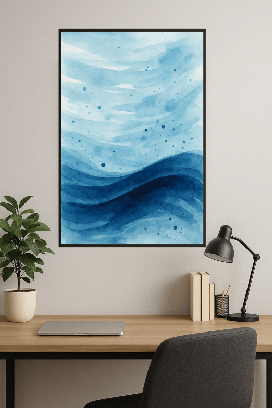 Niebieska Akwarelowa Sztuka Abstrakcyjna - CasaNookDecor