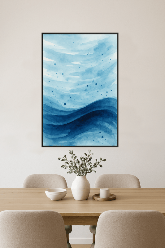 Niebieska Akwarelowa Sztuka Abstrakcyjna - CasaNookDecor