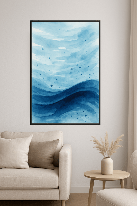 Niebieska Akwarelowa Sztuka Abstrakcyjna - CasaNookDecor