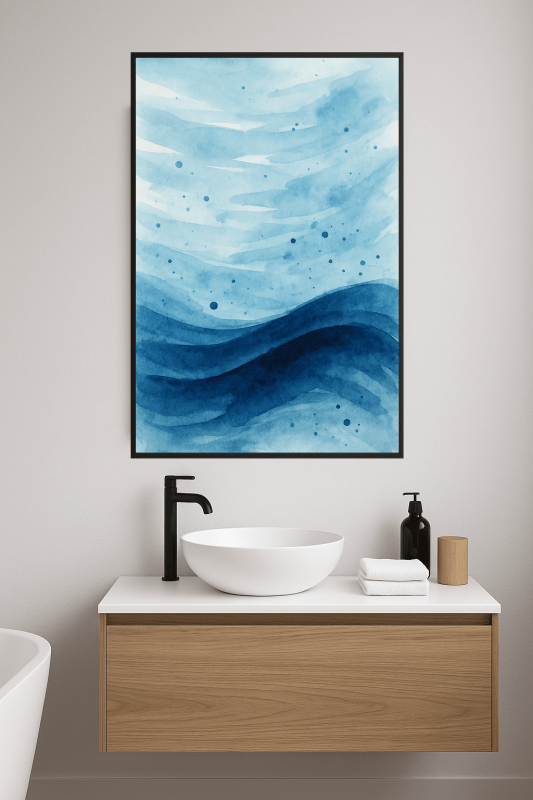 Niebieska Akwarelowa Sztuka Abstrakcyjna - CasaNookDecor