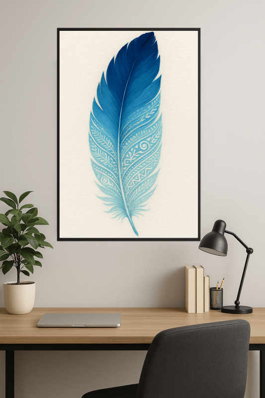 Niebieska Sztuka Piór Plemiennych - CasaNookDecor