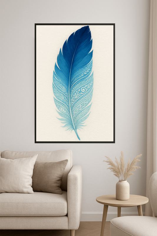 Niebieska Sztuka Piór Plemiennych - CasaNookDecor