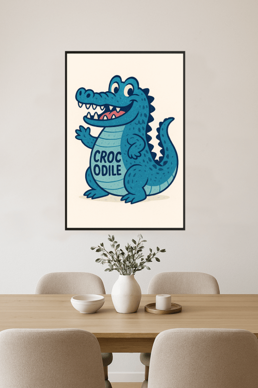 Niebieski Krokodyl w Stylu Kreskówkowym - CasaNookDecor