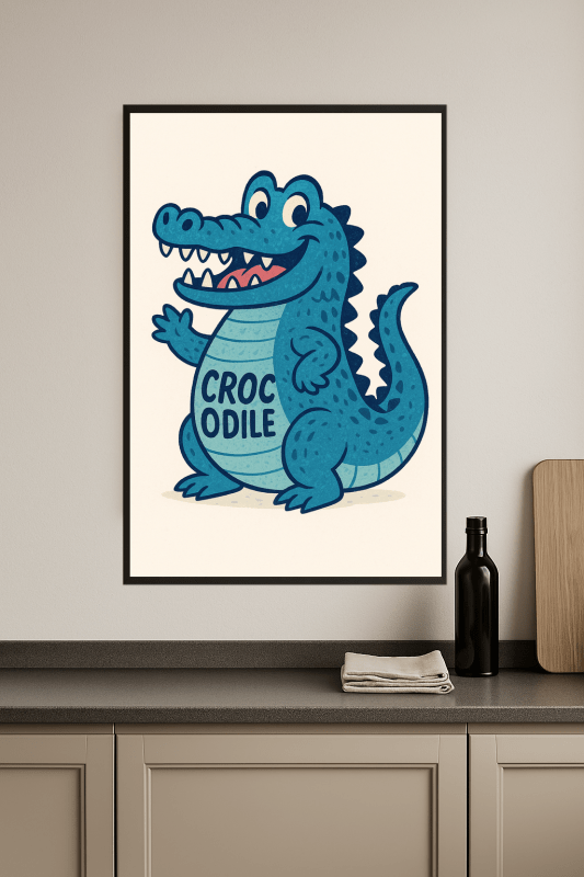 Niebieski Krokodyl w Stylu Kreskówkowym - CasaNookDecor