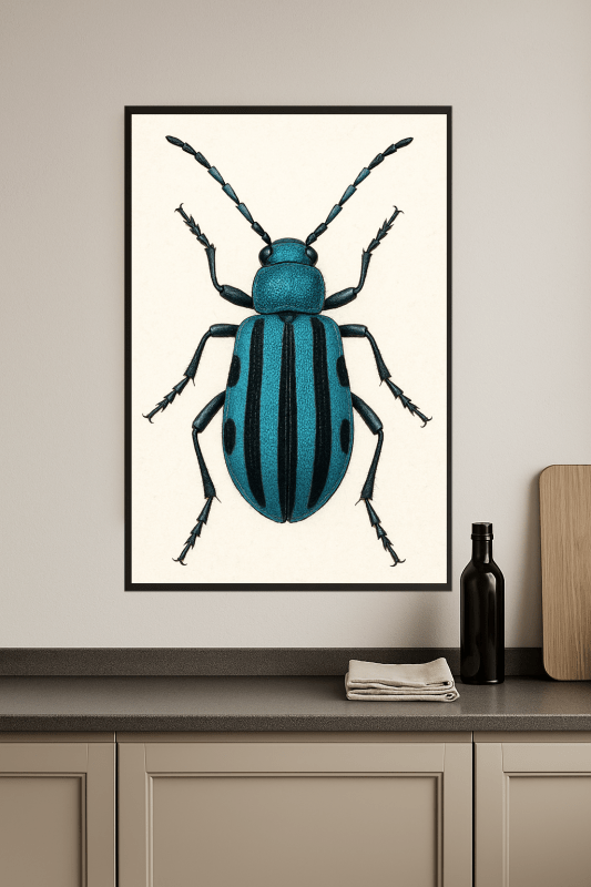 Niebieski Pasiasty Żuk - Druk Sztuki - CasaNookDecor