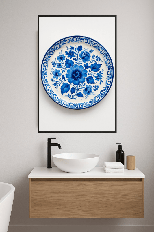 Niebieski Wzór Kwiatowy Talerz - CasaNookDecor
