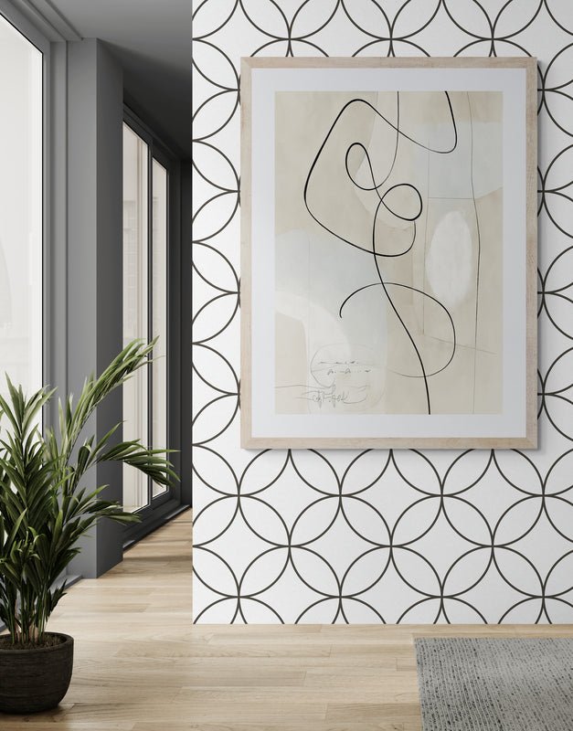 Nowoczesna Abstrakcja Liniowa – Minimalistyczny Obraz w Beżach i Pastelach - CasaNookDecor