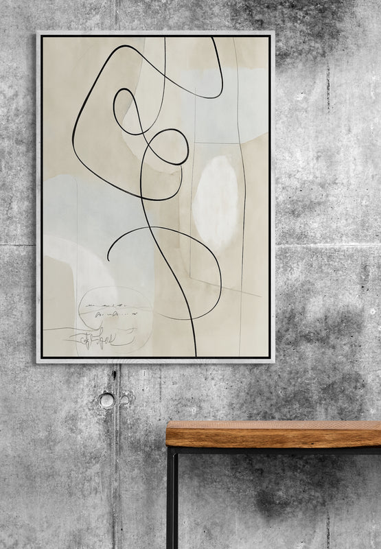 Nowoczesna Abstrakcja Liniowa – Minimalistyczny Obraz w Beżach i Pastelach - CasaNookDecor