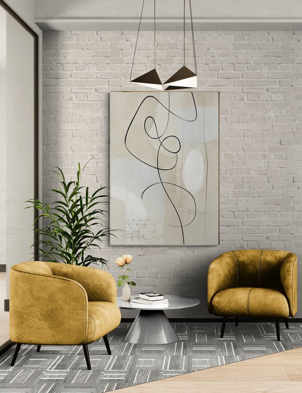 Nowoczesna Abstrakcja Liniowa – Minimalistyczny Obraz w Beżach i Pastelach - CasaNookDecor