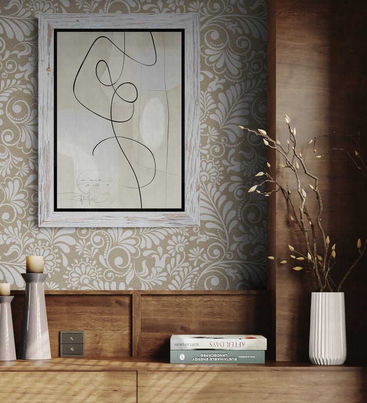 Nowoczesna Abstrakcja Liniowa – Minimalistyczny Obraz w Beżach i Pastelach - CasaNookDecor