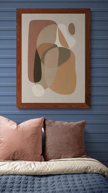 Nowoczesna Abstrakcja w Stylu Mid - Century – Obraz Dekoracyjny w Beżach i Brązach - CasaNookDecor
