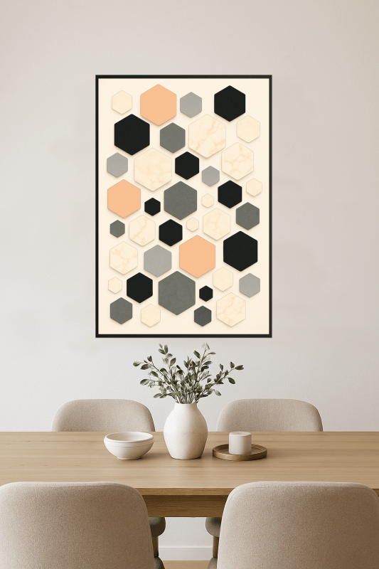 Nowoczesna Sztuka Ścienna Hexagon - CasaNookDecor