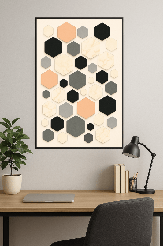 Nowoczesna Sztuka Ścienna Hexagon - CasaNookDecor