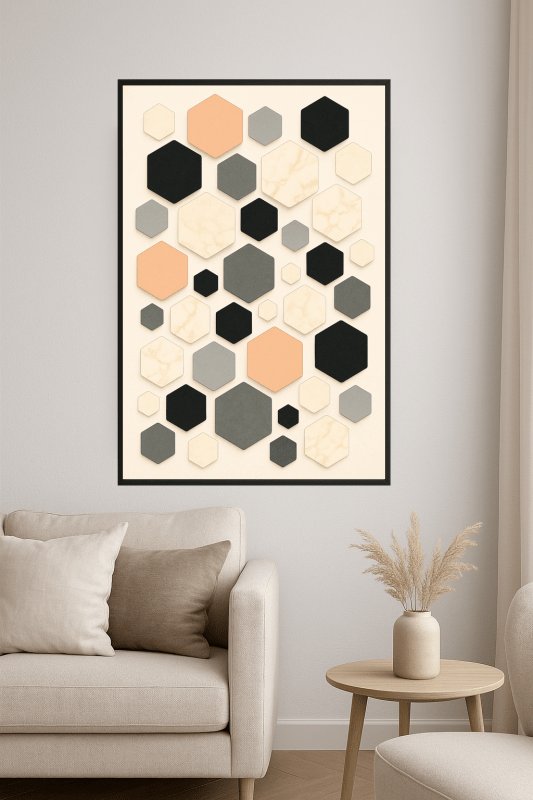 Nowoczesna Sztuka Ścienna Hexagon - CasaNookDecor