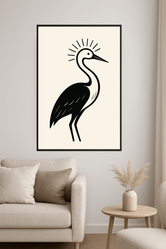 Nowoczesny Druk Sztuki Żurawia - CasaNookDecor
