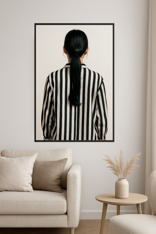 Obraz Sztuki z Paskowaną Koszulą - CasaNookDecor