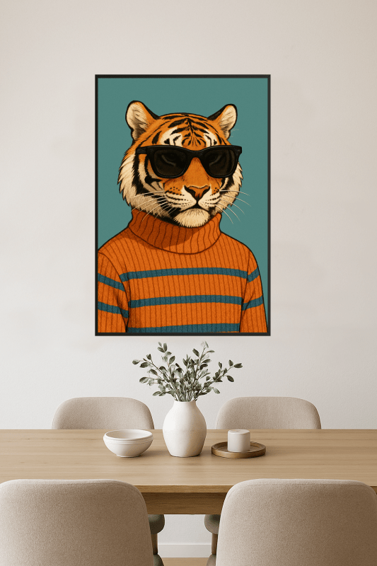 Pan Tygrys W Okularach Przeciwsłonecznych - CasaNookDecor