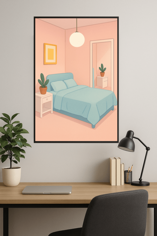 Pastelowy Plakat Sztuki do Sypialni - CasaNookDecor