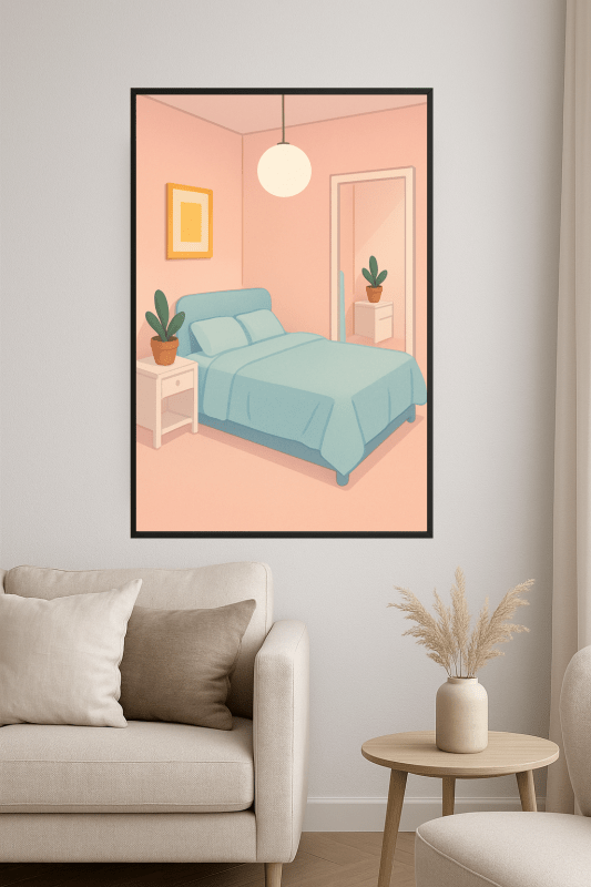 Pastelowy Plakat Sztuki do Sypialni - CasaNookDecor