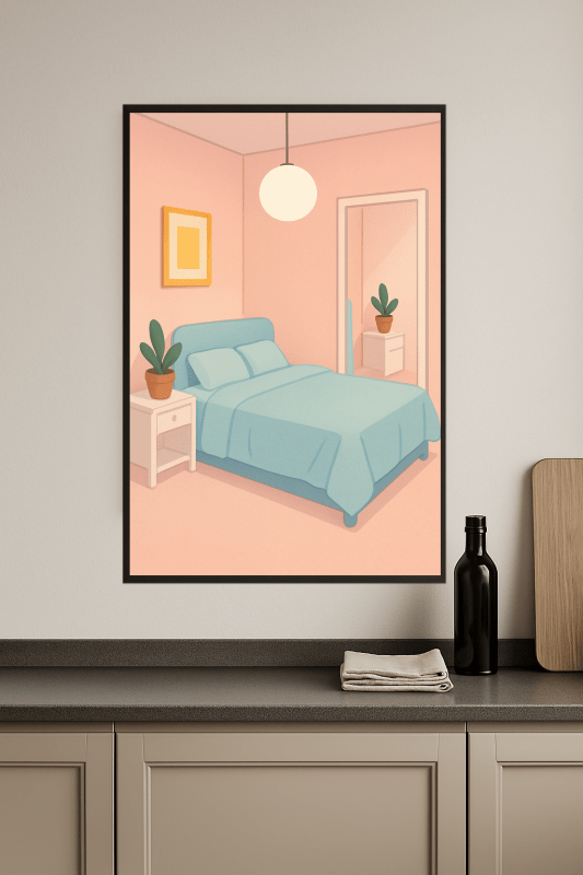 Pastelowy Plakat Sztuki do Sypialni - CasaNookDecor