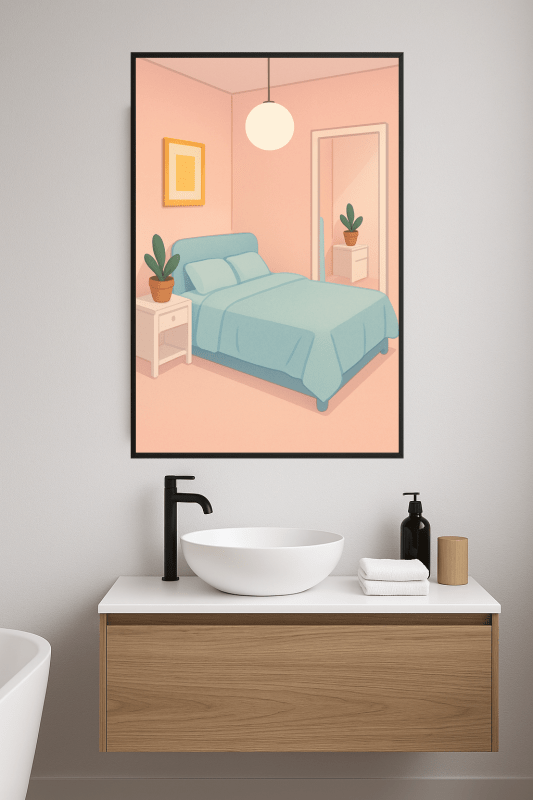 Pastelowy Plakat Sztuki do Sypialni - CasaNookDecor