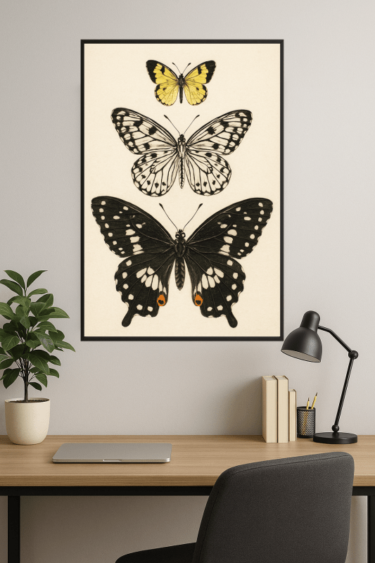 Pionowy Druk Sztuki Motyla - CasaNookDecor