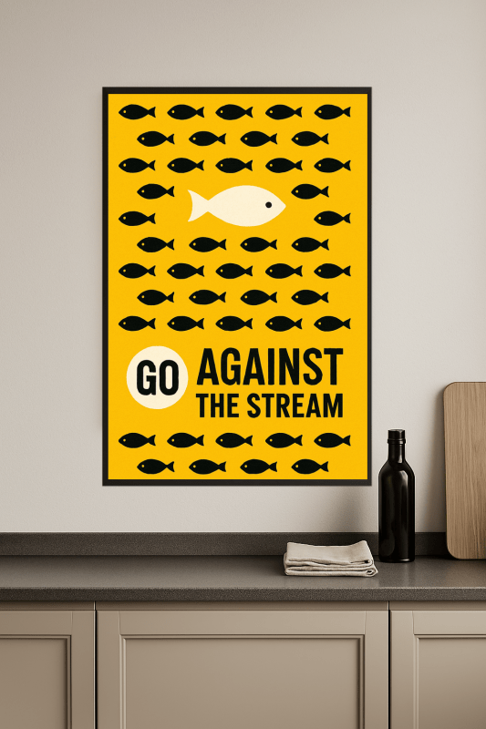 Plakat 'Iść Przeciw Prądowi' - CasaNookDecor