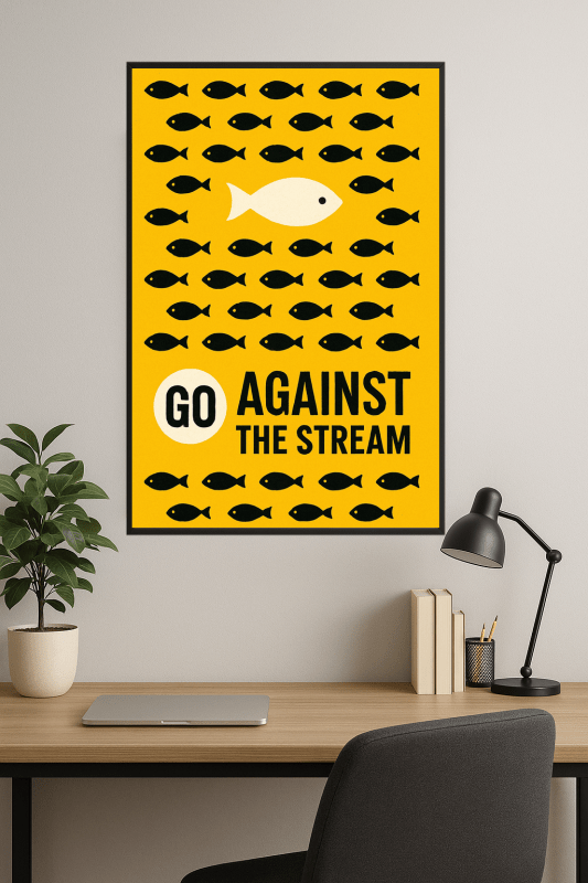 Plakat 'Iść Przeciw Prądowi' - CasaNookDecor
