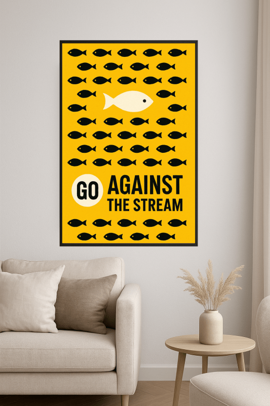Plakat 'Iść Przeciw Prądowi' - CasaNookDecor
