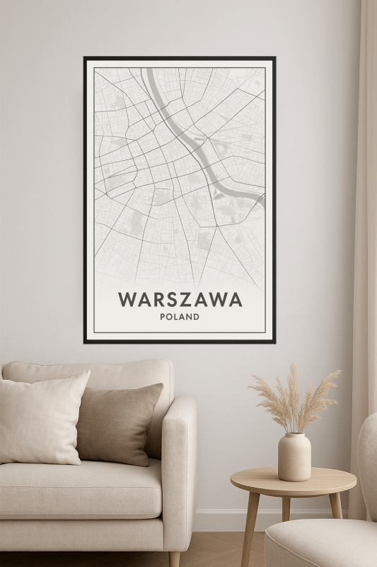 Plakat Mapa Warszawy - CasaNookDecor