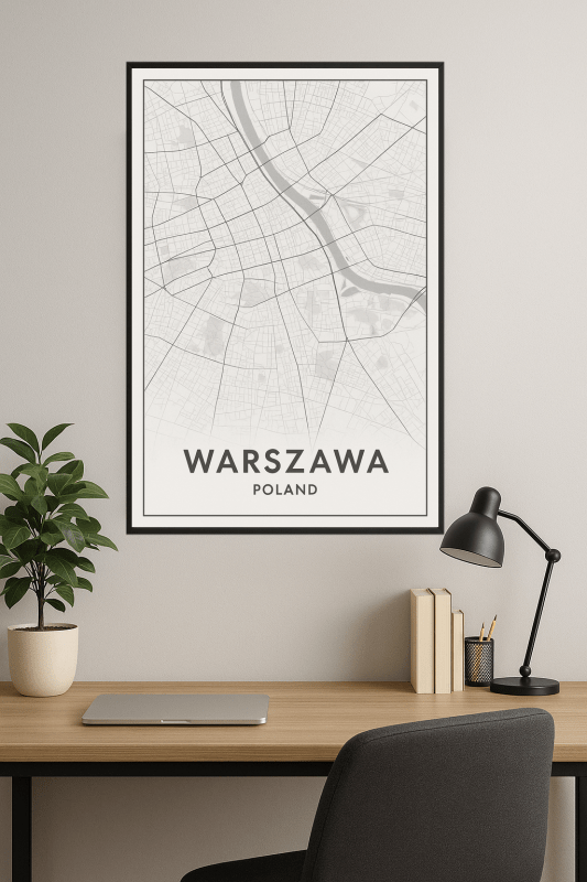 Plakat Mapa Warszawy - CasaNookDecor