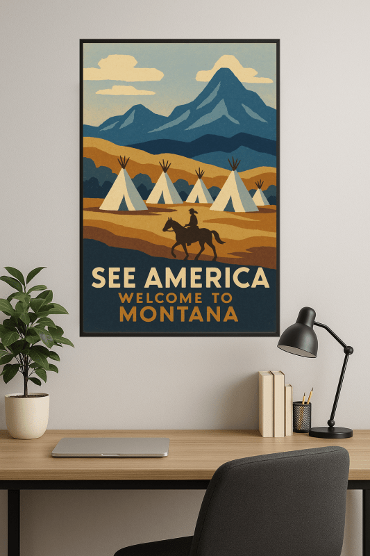 Plakat Podróżniczy po Montanie - CasaNookDecor