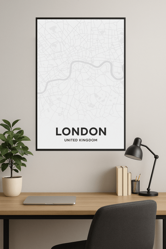 Plakat Sztuki Mapy Londynu - CasaNookDecor