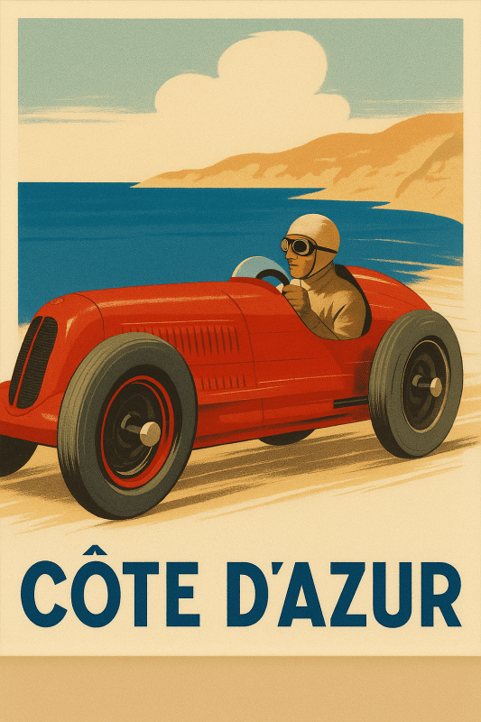 Plakat Wyścigowy Vintage Côte D'Azur - CasaNookDecor
