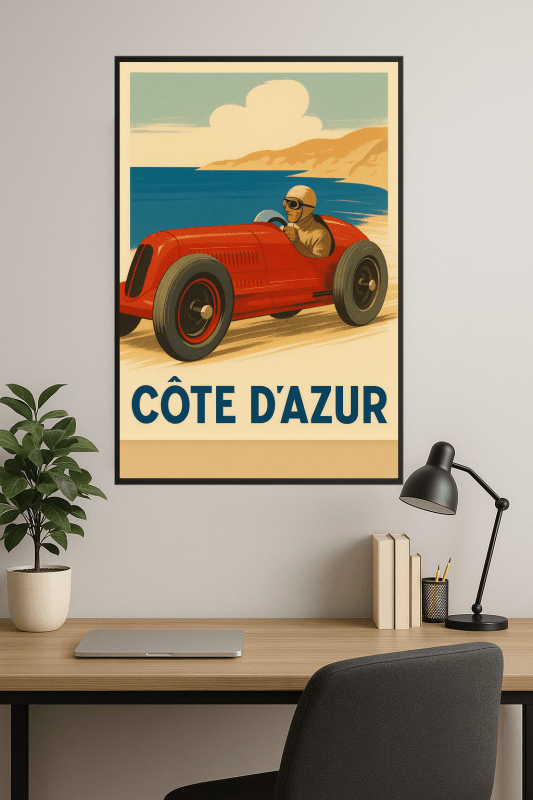 Plakat Wyścigowy Vintage Côte D'Azur - CasaNookDecor