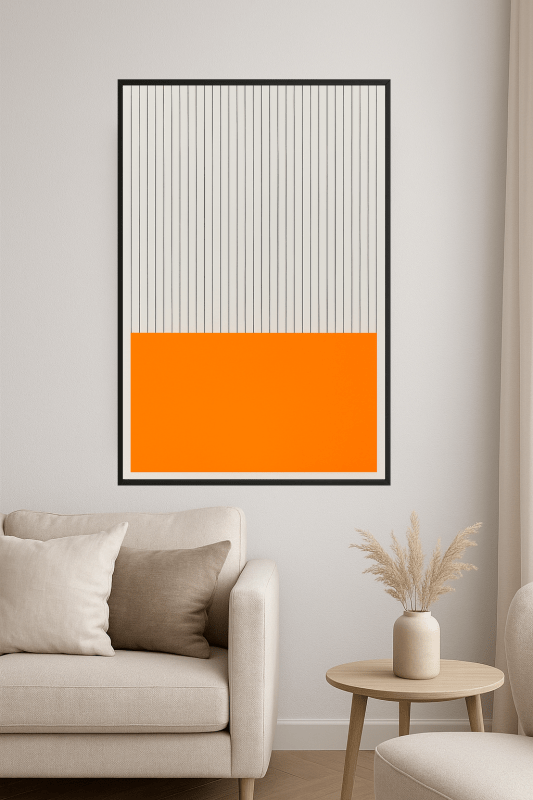 Pomarańczowa i Szara Sztuka Linii - CasaNookDecor